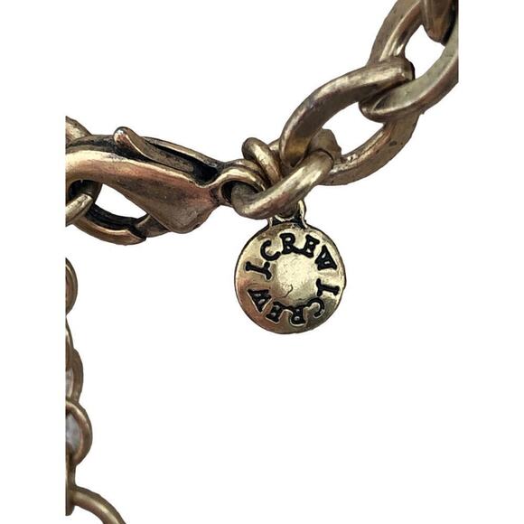 J. Crew Statement Necklace Clear Crystal Rhinestone Gold Tone Chain - Picture 2 of 3